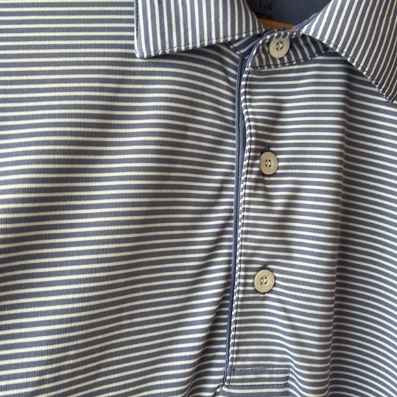STRAIGHT DOWN Blue White Striped Golf Polo Size Large - Picture 3 of 9